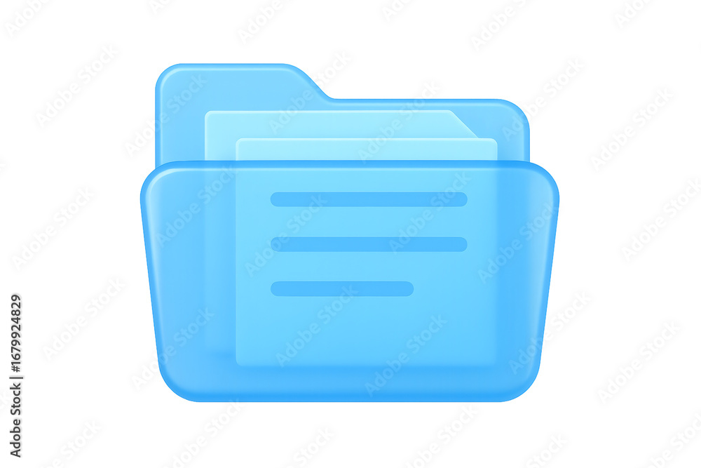 Fototapete a 3d rendered icon of a folder with documents. it's perfect for representing files and organizing in
