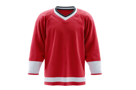 Red Ice Hockey Jersey Mockup on Transparent Background