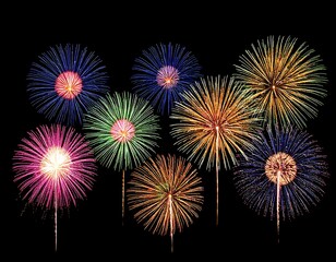 Fototapeta premium Spectacular bursts of colorful fireworks illuminating the night sky with vibrant patterns
