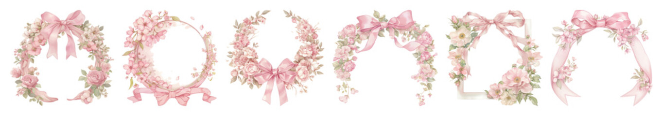PNG Coquette frame badge illustration flowers floral transparent background.