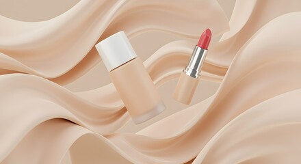 Achieve flawless beauty with elegant foundation and vibrant lipstick, perfect for a modern, sophisticated look that enhances your natural radiance