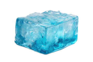 Blue Ice Block on Transparent Background