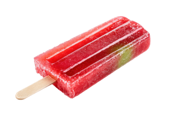 Red Fruit Ice Pop on Stick, Isolated Transparent Background