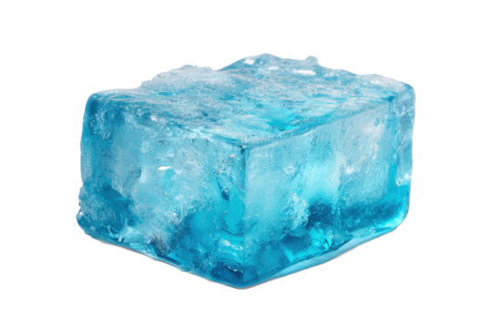 Blue Ice Block on Transparent Background