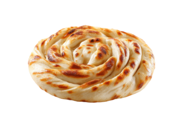 Spiral Indian Layered Flatbread on Transparent Background