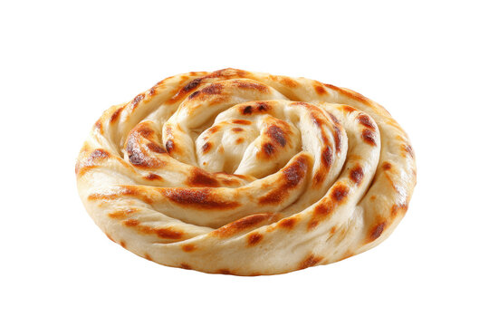 Spiral Indian Layered Flatbread on Transparent Background
