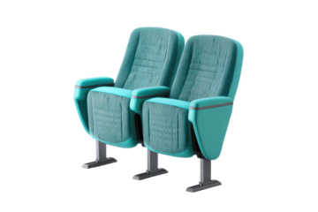 Teal Paired Cinema Seats on Transparent Background