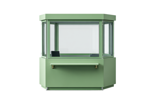 Green Ticket Booth Kiosk on Transparent Background