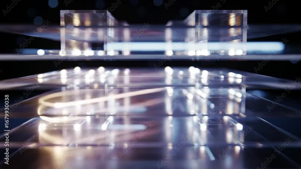 Poster a futuristic abstract depiction, showcasing a display of complex technology with illuminating light,