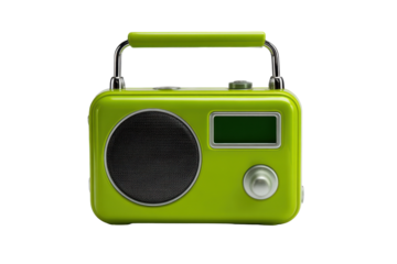 Green Portable Internet Radio Device on Transparent Background