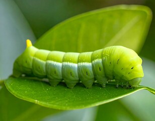 Close-up of a vibrant green caterpillar on a leaf
