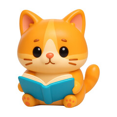 Naklejka premium PNG Cute cat reading book illustration.