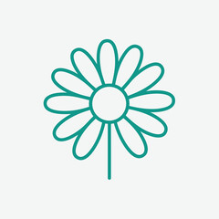 Fototapeta premium A simple illustration of a daisy flower with a circular center and elongated petals on a plain background