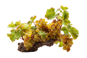 Golden Grape Cluster on Vine ? Transparent Background