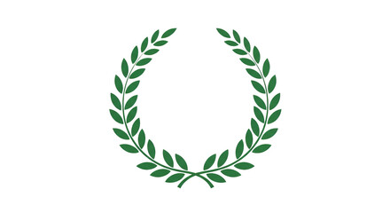 Green laurel wreath is displayed against a isolated background, forming a circular shape.