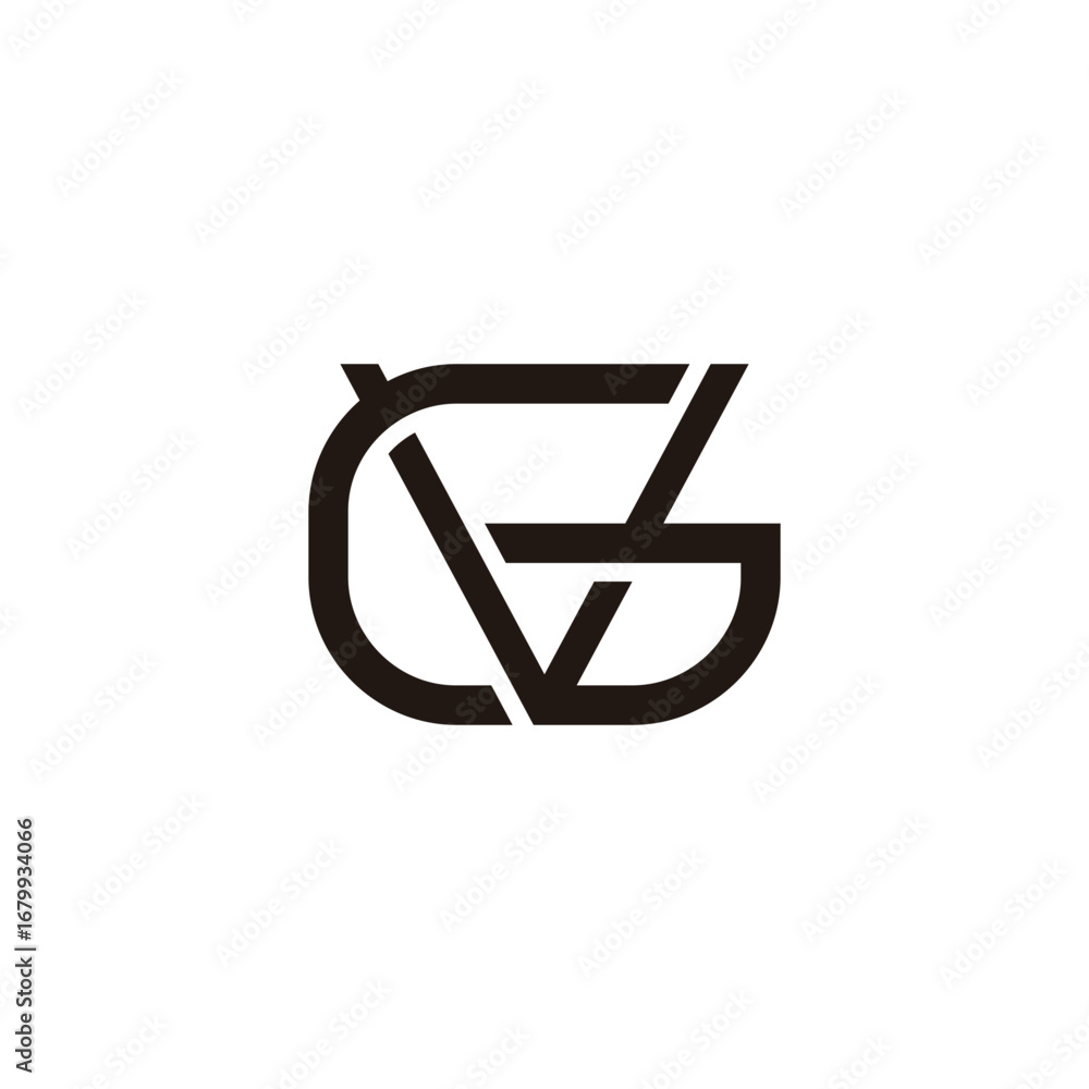 Poster letter vg simple overlapping lines geometric logo vector