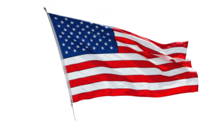 Waving United States Flag Isolated on White Background (PNG)