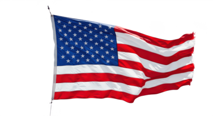 Waving United States Flag Isolated on White Background (PNG)