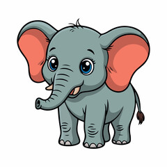 Fototapeta premium Cute baby elephant drawing vector illustration for kids and animal lovers great for coloring and design projects