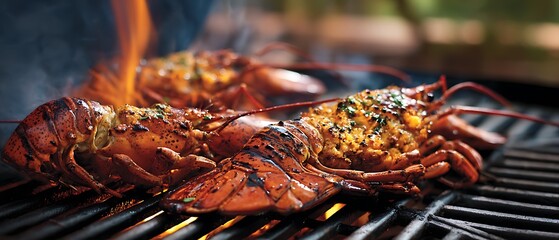 flame cooked shellfish on outdoor cooker

