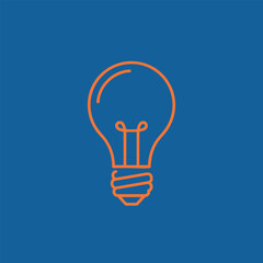 Simple yet striking illustration of a light bulb against a vibrant blue background, symbolizing creativity and innovation