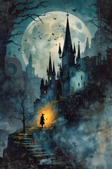 Beautifully Detailed Mythological Dreamscape with Acrylic, Ink, and Watercolor