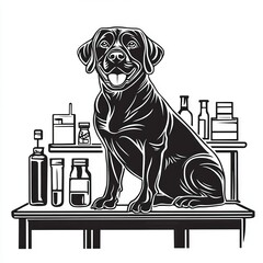 Black and White Lab Silhouette Illustration