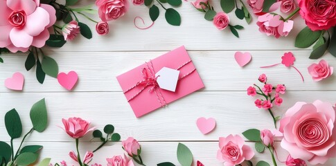 Beautiful pink paper flowers arranged for Mother's Day.