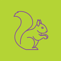 Obraz premium Vibrant illustration of a playful squirrel in a bright green background, showcasing wildlife in a fun and modern style