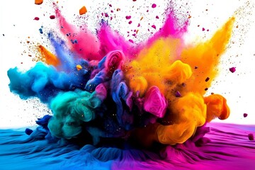 Joyous Holi Scene with Colorful Pigments and Paint