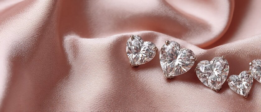 valentine cut diamonds displayed on soft material
