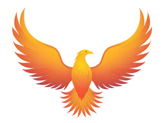 Obraz premium Phoenix Illustration in Flames: Mystical Bird Symbol of Rebirth and Strength - Vector Emblem of Creative Mythology & Spiritual Symbolism