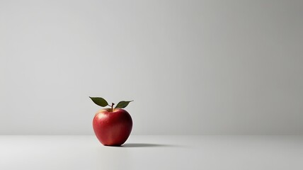 Minimalist ad with a single red apple on a pure white background, strong negative space 4