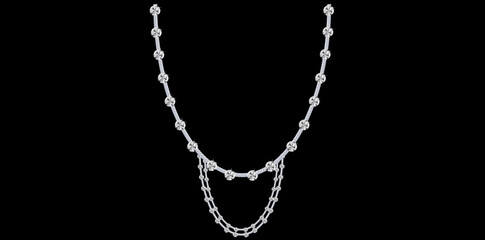 Stunning Diamonds Chain Necklace Antique Jewelry Vector Illustration.	