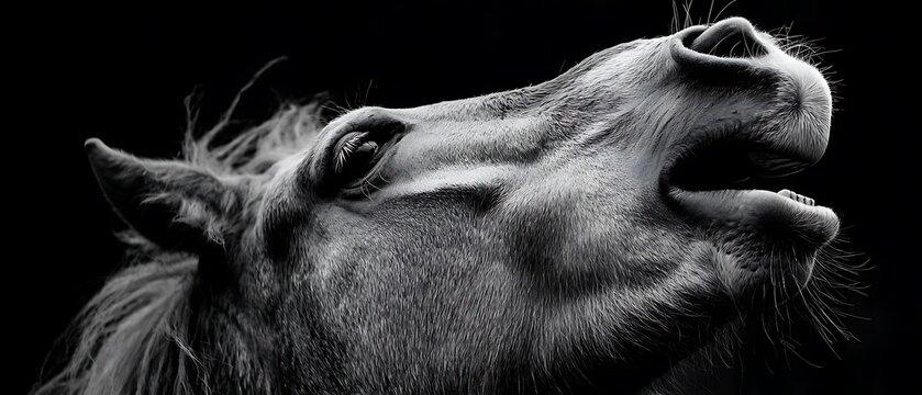 stallion showing expanded mouth opening
