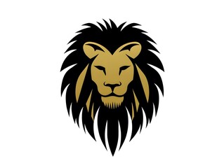 Obraz premium Lion Head Vector Art: Regal Symbolism in Black and Gold for Premium Branding and Modern Graphic Design