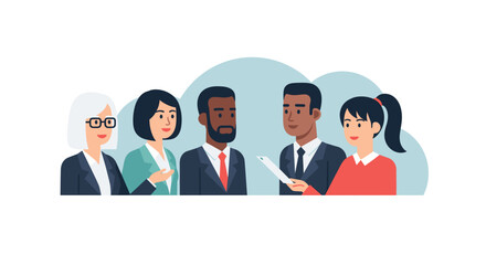 Fototapeta premium Diverse business professionals collaborating and communicating in a meeting, representing teamwork, partnership, and successful corporate strategy.