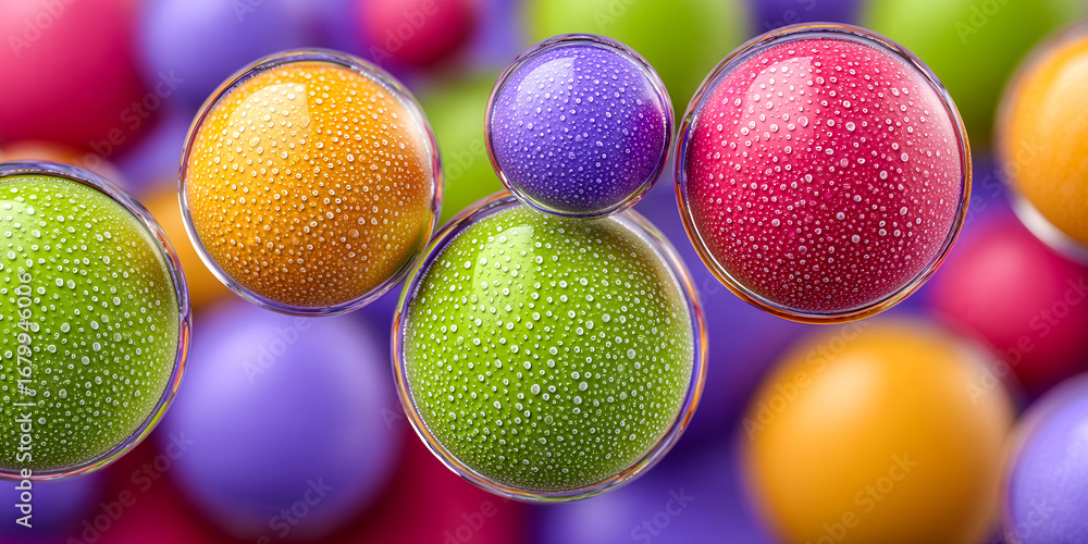Poster a colorful display of small, round, multi-colored balls. the balls are arranged in a way that they a