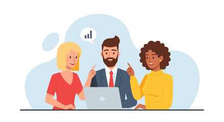 Diverse business team collaborating on a project, analyzing data for growth and success. Ideal for concepts of teamwork, strategy, and innovation.