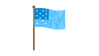 Simple flag design with stars and geometric pattern
