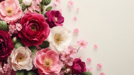 A bouquet of flowers with pink and white flowers. The flowers are arranged in a way that they look like they are in a vase