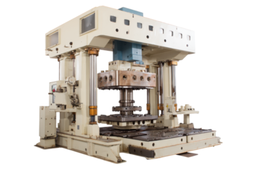 Large Industrial Hydraulic Press Machine on Transparent Background