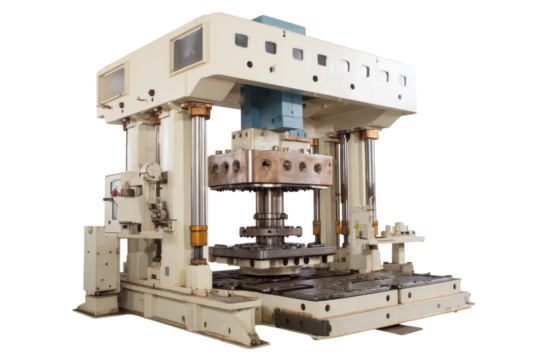 Large Industrial Hydraulic Press Machine on Transparent Background