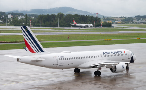 Air France Airbus A220 at the airport of Zurich in Switzerland