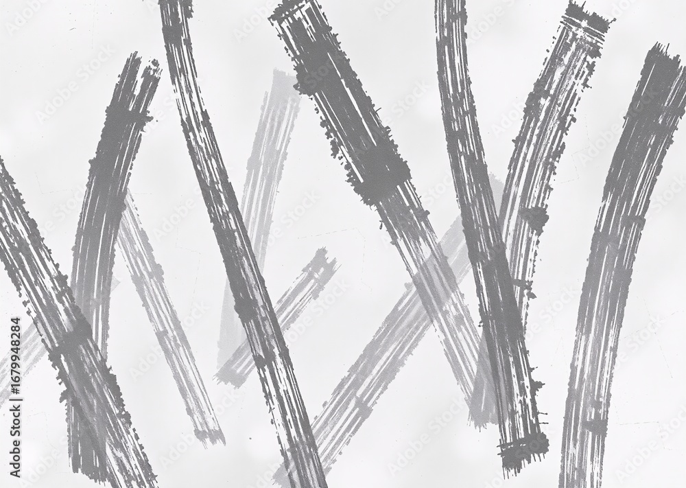 Aufkleber textured abstract art with multiple grey brushstrokes arranged dynamically on a light background, ev