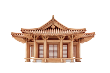 Isolated Traditional Wooden Temple Hall