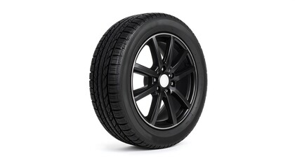 Black car wheel isolated on white