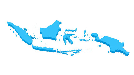 Isometric Detailed Illustration of Indonesia Map with Blue Color on Black Background