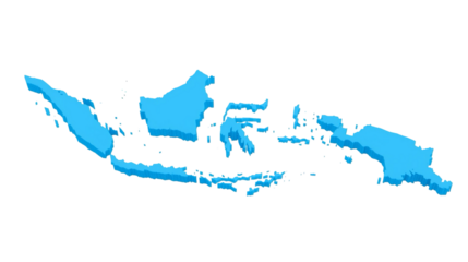 Isometric Detailed Illustration of Indonesia Map with Blue Color on Black Background