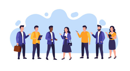 Fototapeta premium Diverse business professionals engaging in a meeting, discussion, or networking event. Represents teamwork, communication, and corporate collaboration.